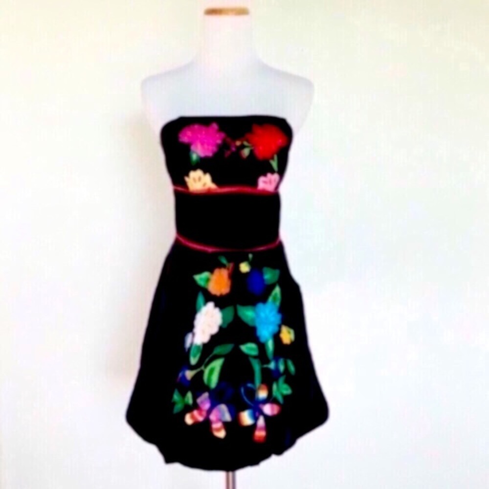 Vtg Voom Joy Han Silk Floral Rockabilly Dress M